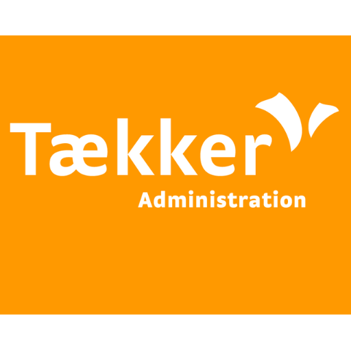 Tækker Administration logo på orange baggrund